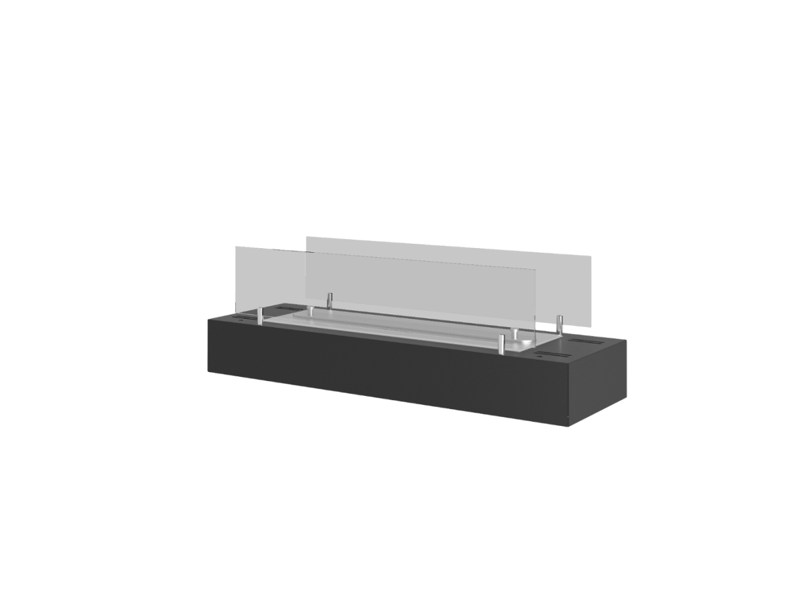 Quemador de bioetanol inserto de encimera de acero inoxidable negro mate 60cm con vidrio