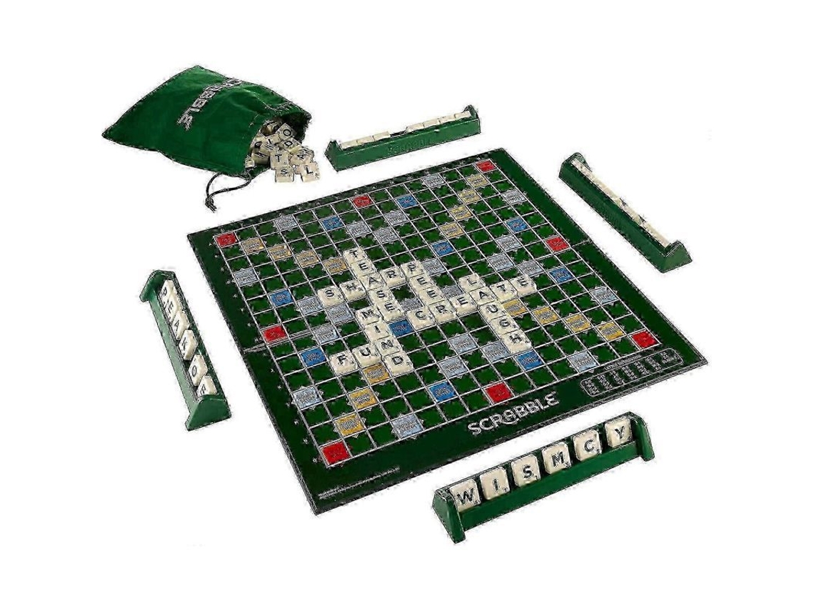 Juego De Scrabble Grande Con Tablero De Madera Giratorio, Edición Plegable Para 2 A 4 Jugadores.