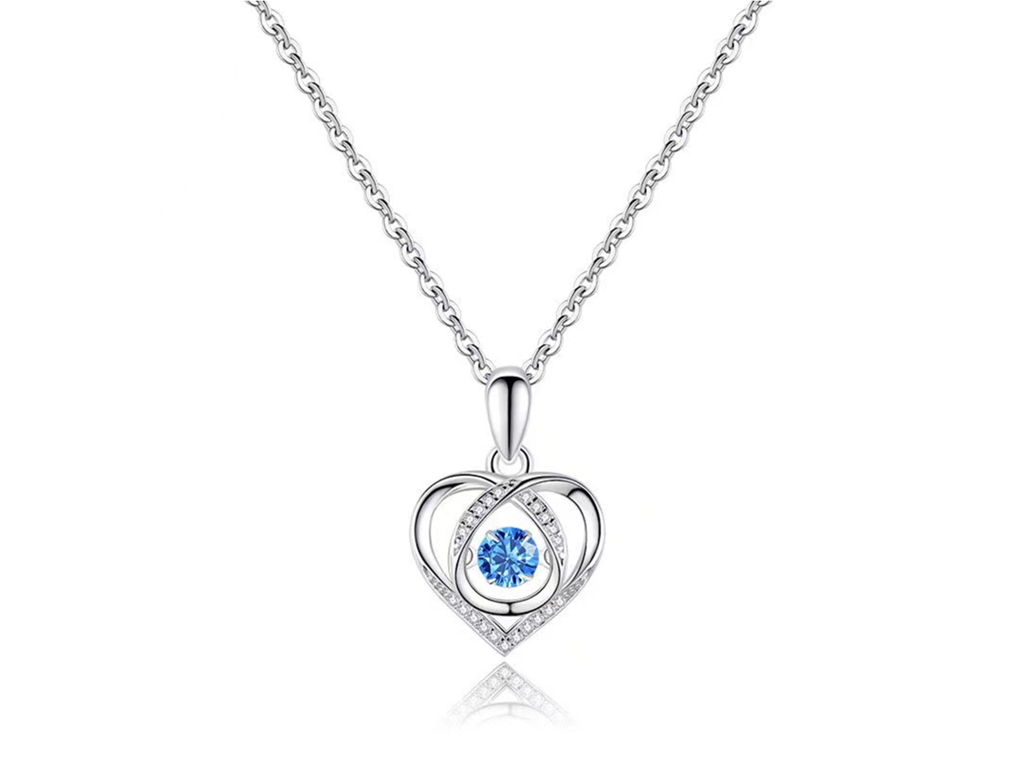 Elegante collar con corazón azul, diseño exquisito para mujer.