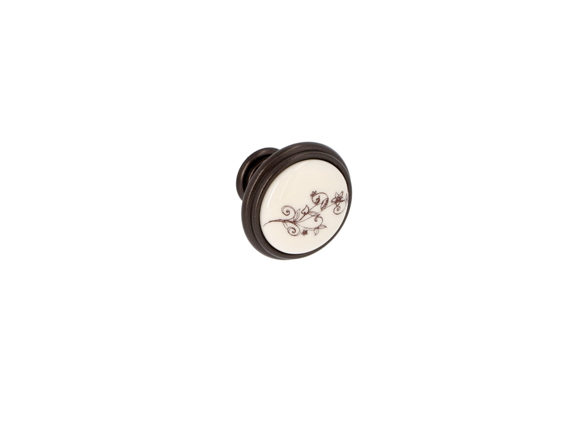 Pomo Para Muebles De Zamac Y Porcelana Diámetro 35mm Aluminio Marrón Lote De 25