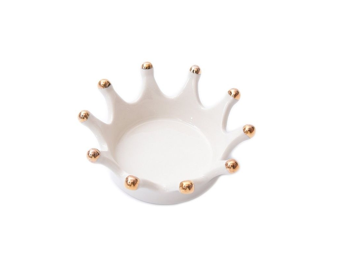 Porta Anillos Corona Cerámica De Alta Calidad Para Joyería Y Llaveros Regalo Elegante