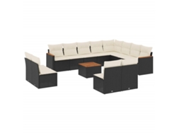 Maison Exclusive - Set De Sofás De Jardín Y Cojines 13 Pzas Ratán Sintético Negro