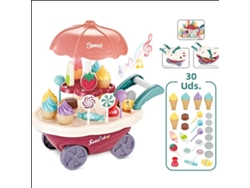 Juguete de cocina infantil que simula un carrito de dulces y un juego de helados. Mdug