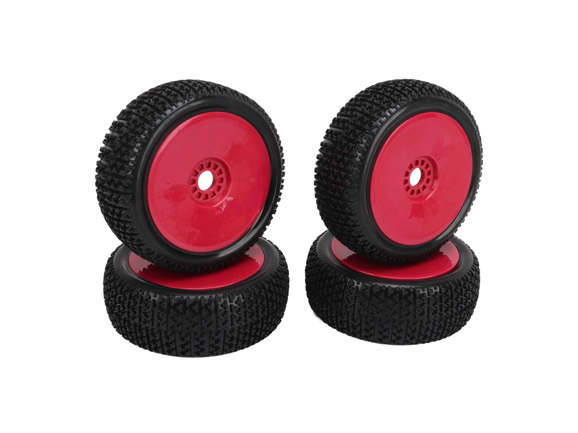 4 Neumáticos De Goma Para Coche Rc A Escala 1/8, Llanta De Plástico, Accesorio De Repuesto Para Vehículo Todoterreno Hpi, Color Rojo.