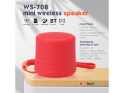 Coluna Bluetooth Eifson Ws-580 Mini Altavoz Inalámbrico, Radio Fm (rojo)