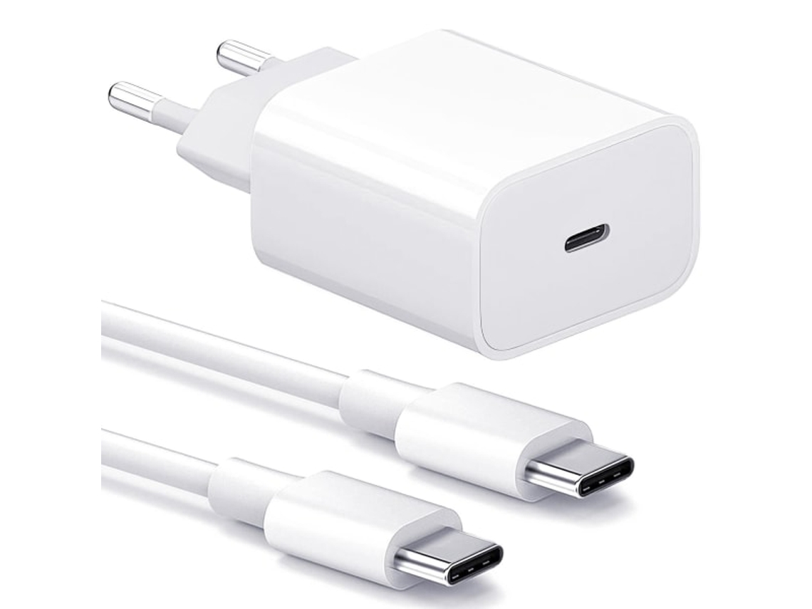 Cargador rápido Miraflow de 20 W para Samsung, cable adaptador USB C de 2 m, blanco