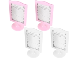 Juego de 4 marcos de fotos dobles con soporte de plástico blanco, estilo natural decorativo, decoración de oficina/escritorio, rosa, GOKOCO