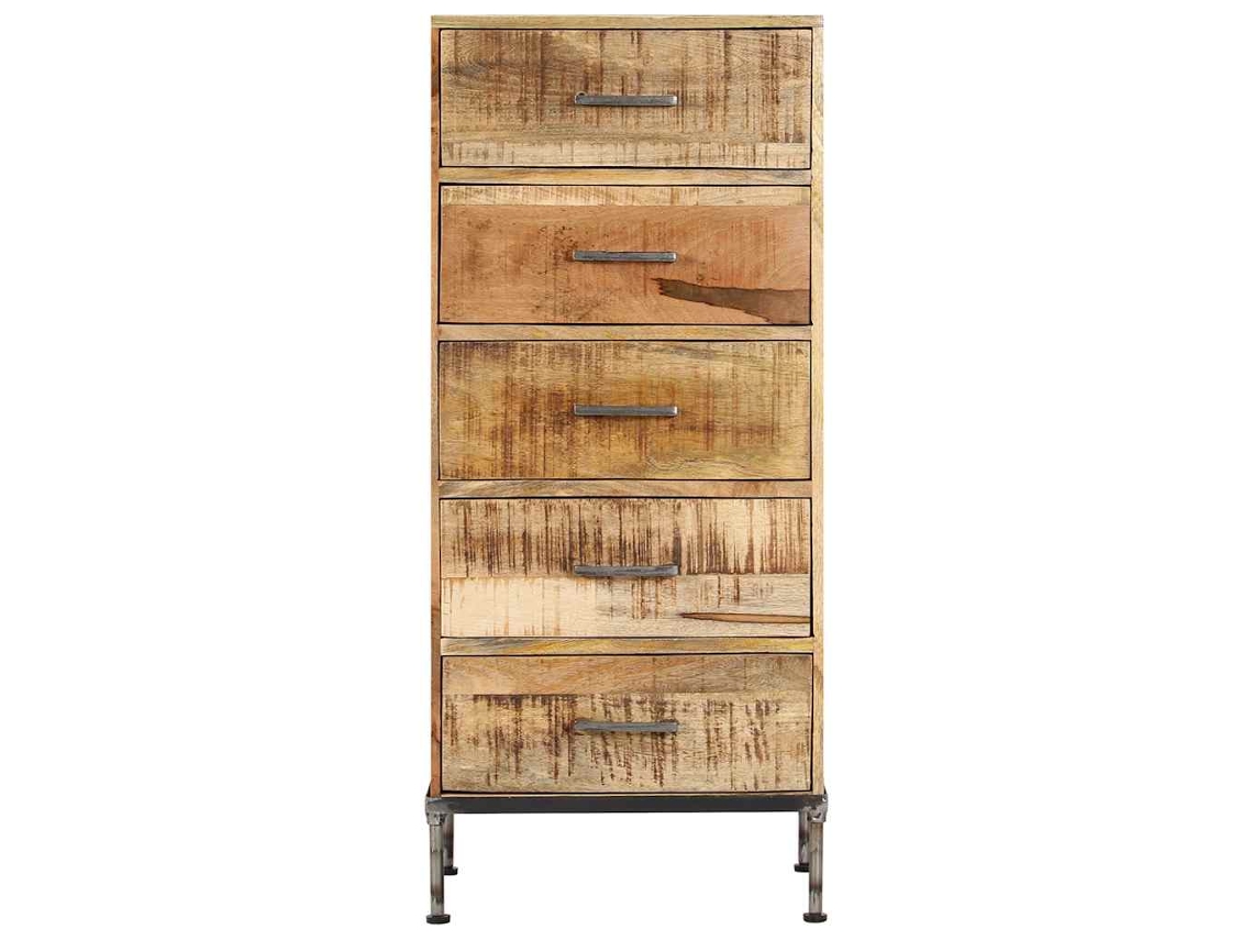 Cómoda de 45x35x106 cm, madera maciza de mango.