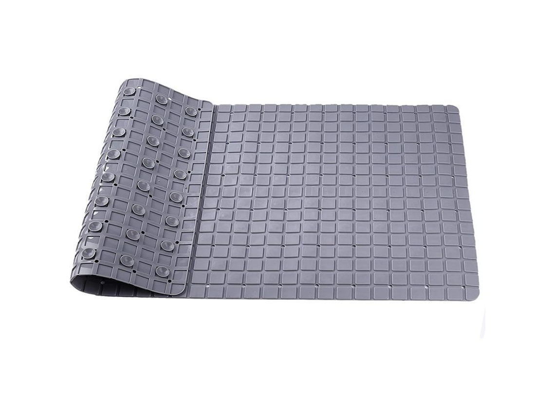 Alfombrilla De Baño Antiderrame, 40x70cm, Pvc Antimoho Con Ventosas Resistentes A Fugas, Gris.