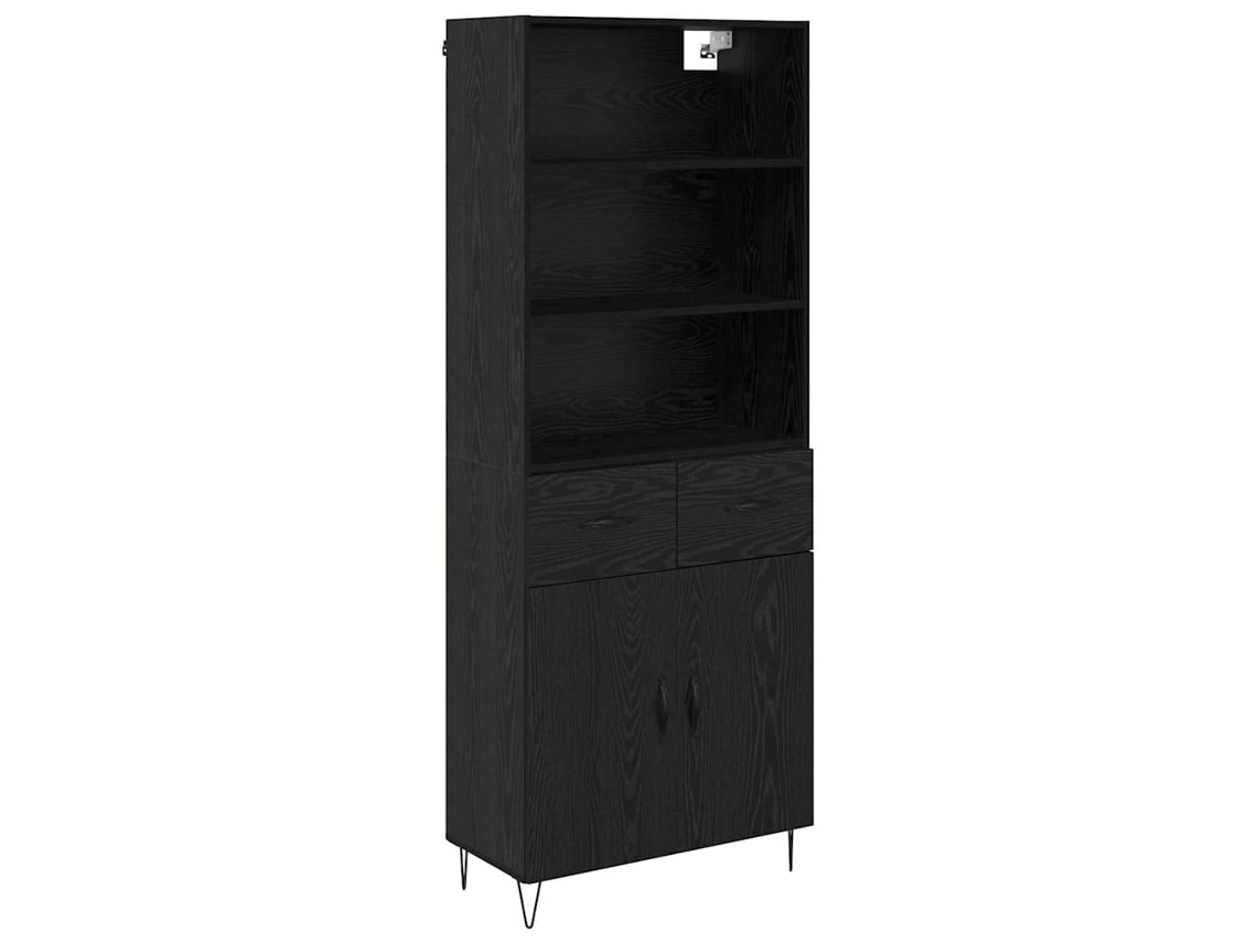 Juego de aparador con cajón, 2 piezas, madera procesada de roble negro, EXCLUSIVO DE LA CASA