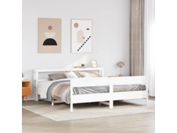 Estructura De Cama Sin Colchón Madera Maciza Blanca 200x200 Cm