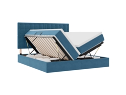 Maison Exclusive - Cama De Almacenamiento Led Con Colchón Azul Oscuro 180 X 200 Cm