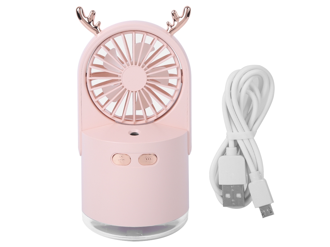 Ventilador humidificador portátil USB rosa con pulverizador de niebla