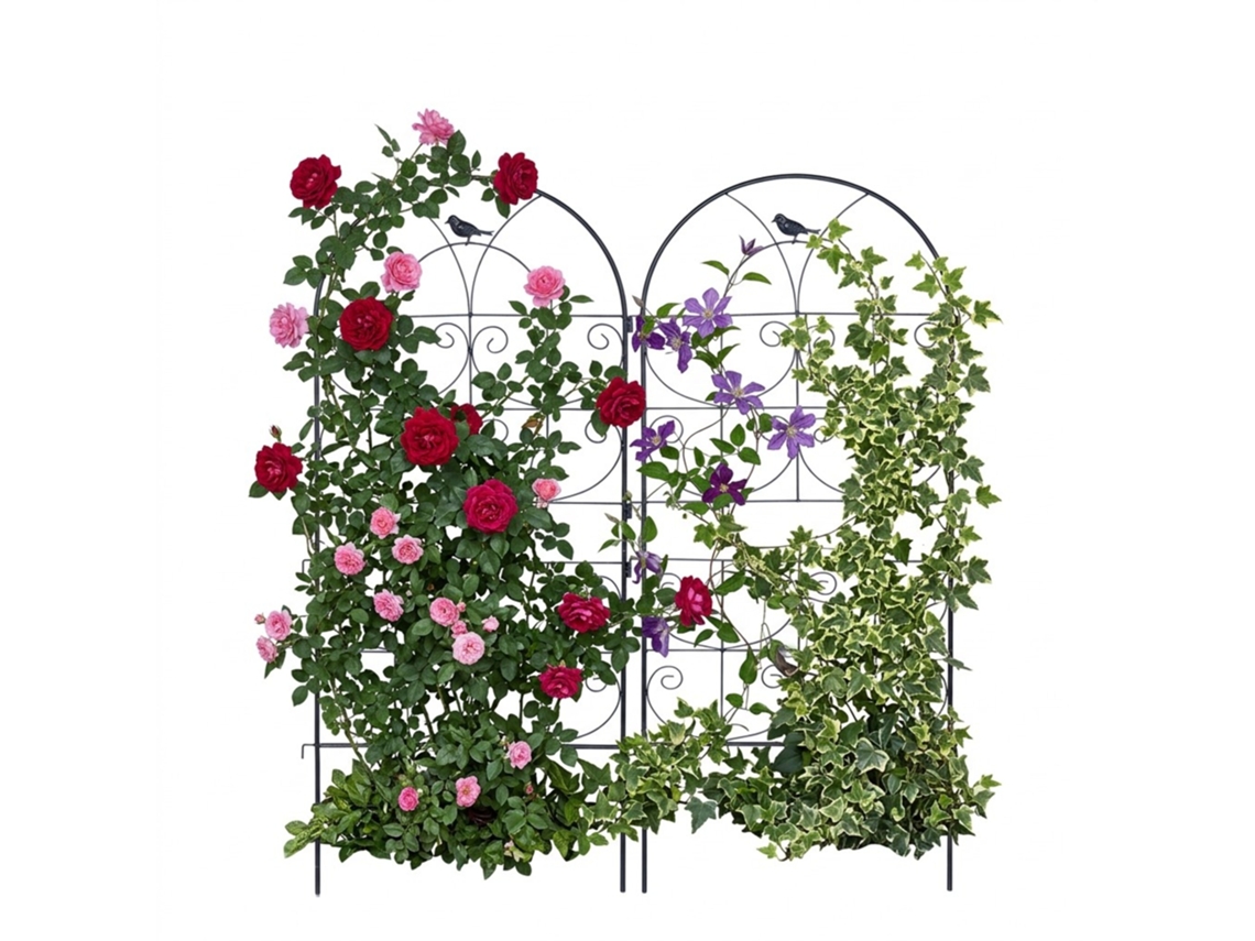 Relaxdays Treliças, 2 Un., A X L: 116 X 50 Cm, Metal, Suporte Para Trepadeiras E Rosas, Jardim, Preto