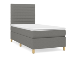 Maison Exclusive - Cama Box Spring Con Colchón Tela Gris Oscuro 90x200 Cm