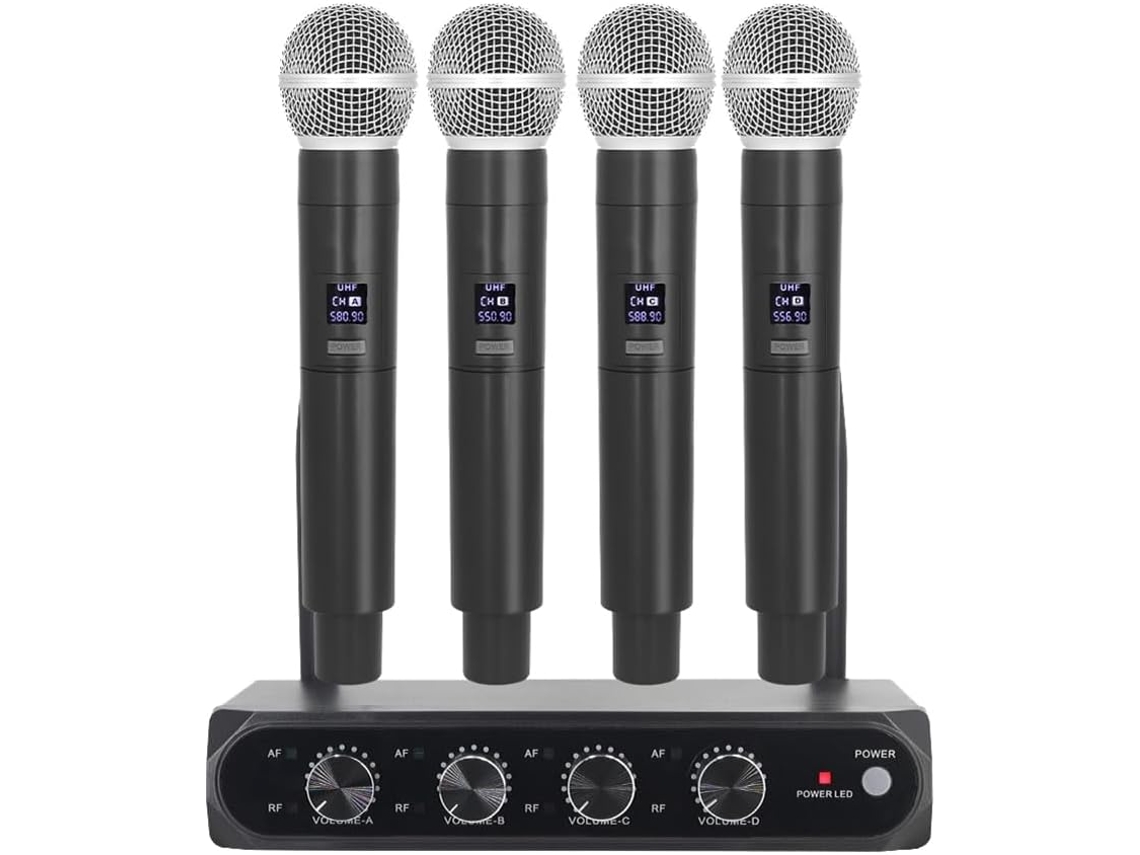 Sistema De Micrófono Profesional Uhf De 4 Canales, Dispositivo Portátil