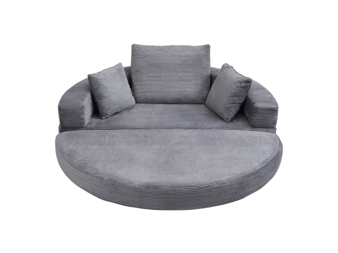 Sofá Cama Plegable 173x176 Cm - Modular, Cojines Incluidos, Tapizado En Terciopelo De Pana - Gris