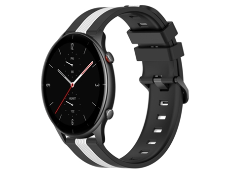 Correa de reloj inteligente para Amazfit GTR 2e Correa de reloj de silicona vertical bicolor de 22 mm (negro + blanco)