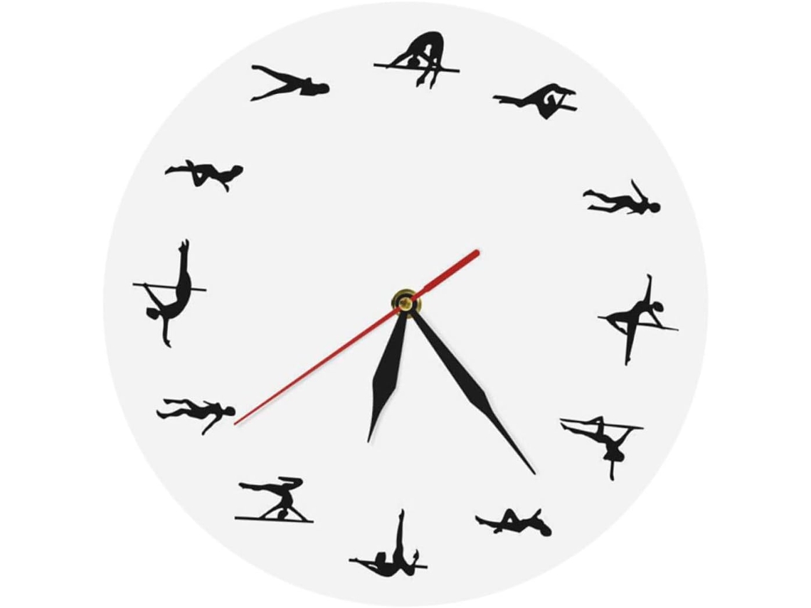 Reloj De Pared Blanco Con Estampado De Baile En Barra, Indicador De Hora Silencioso, Decoración Sencilla.