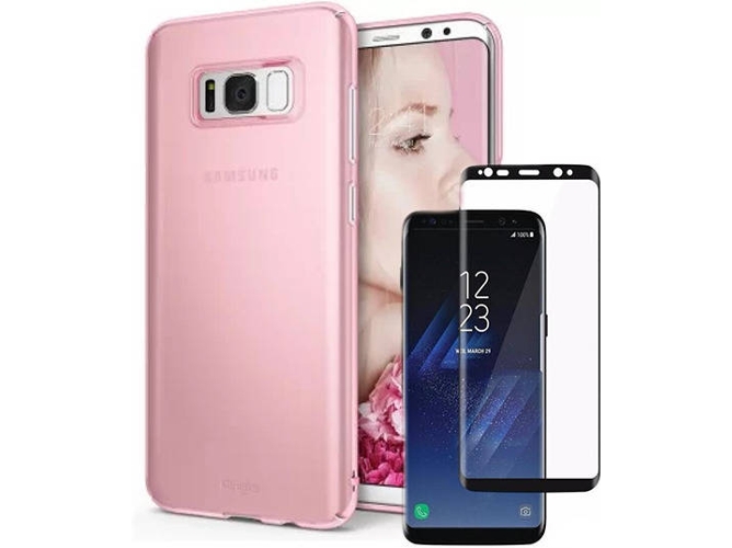 Kit Carcasa y Protector Cristal 5D Samsung Galaxy S9+ SlimShield Rosa