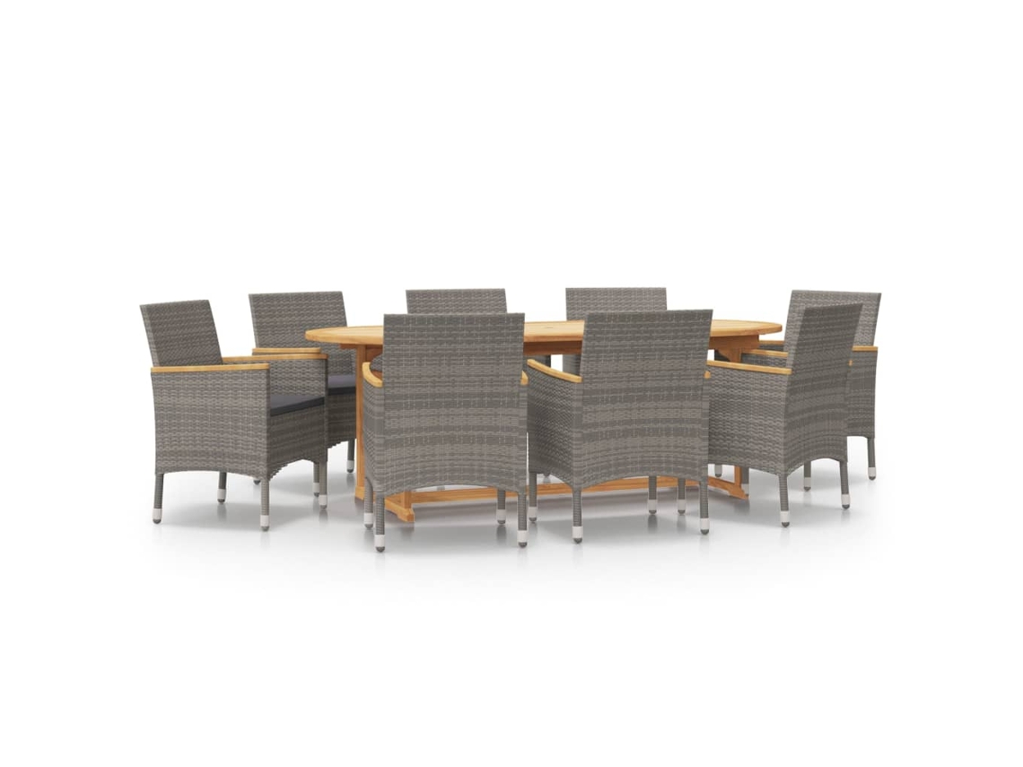 Maison Exclusive - Juego De Comedor De Jardín 9 Piezas Con Cojines Gris