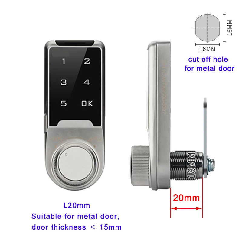 Cerradura De Combinación Digital Con Teclado Táctil Inteligente De Aleación De Zinc Para Puerta De Gabinete Y Cajón (vertical L20 Mm)