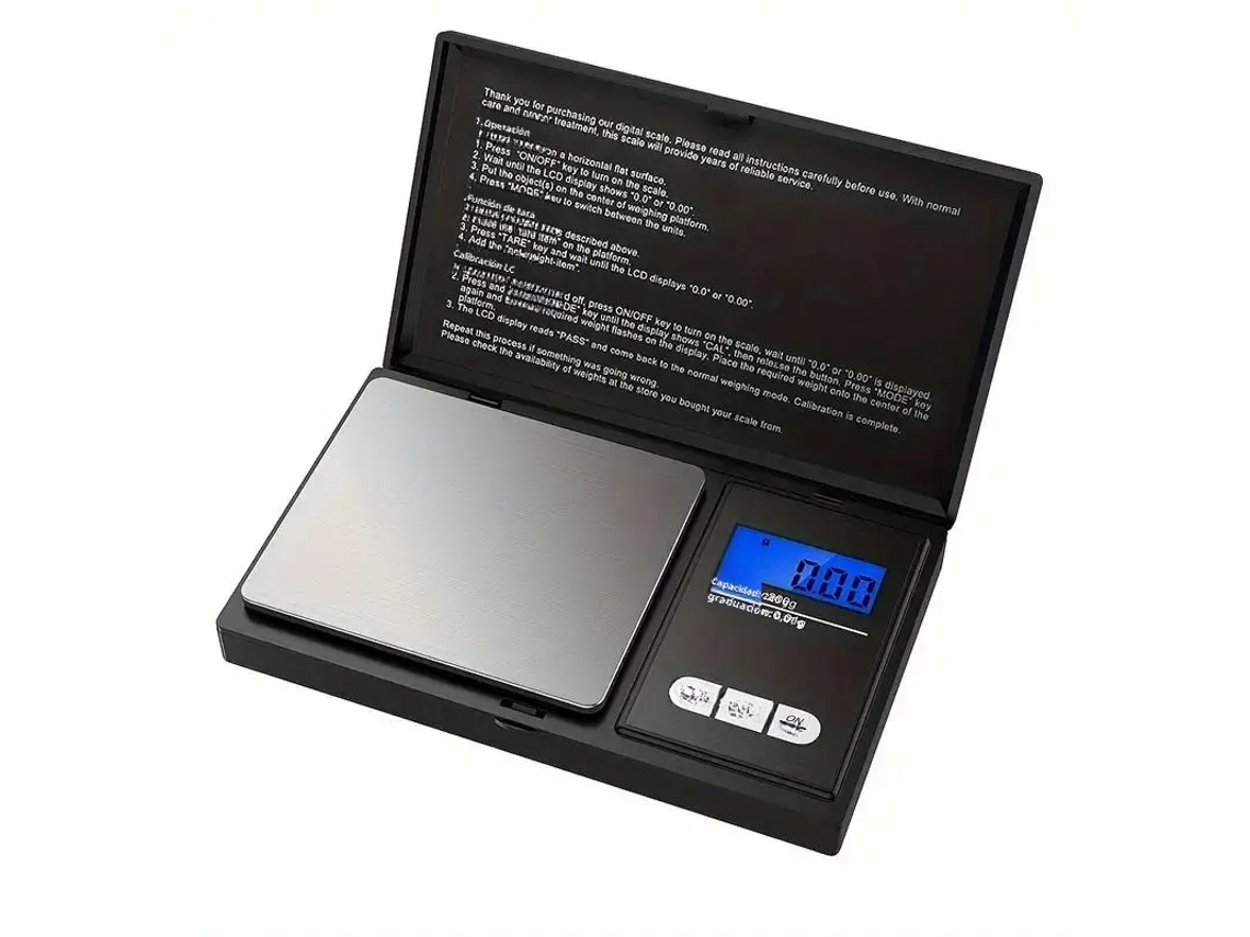 Balanza electrónica digital de bolsillo con pantalla LCD de alta precisión (200 g, 0,01 g), medición a nivel de gramos.