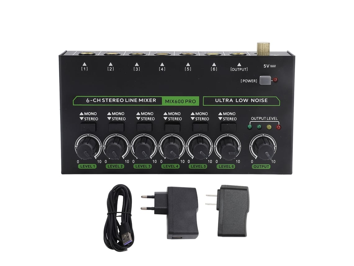 Mezclador Estéreo Profesional De 6 Canales Con Bajo Nivel De Ruido E Iluminación Rgb Para Uso En Estudio Y Dj.