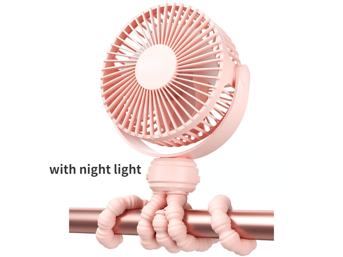 Ventilador RAMPOW de pulpo para cochecito de 6 pulgadas con luz nocturna