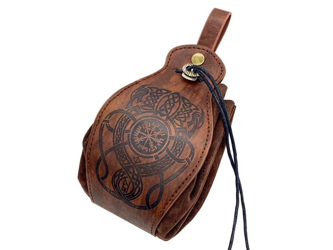 2026-bolsa De Cuero Falso Medieval, Monedero Portátil Con Cordón, (dragón)