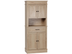Aparador/vitrina moderno, estantes ajustables, cajón, nicho, 74x39,5x183 cm, roble claro. ZENCORE SERVICES