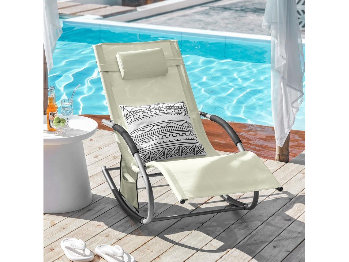 Conjunto 2 Sillas Oscilantes de Jardín SOBUY OGS28-MIx2 (Beige - Teslin - 158x62x86 cm)