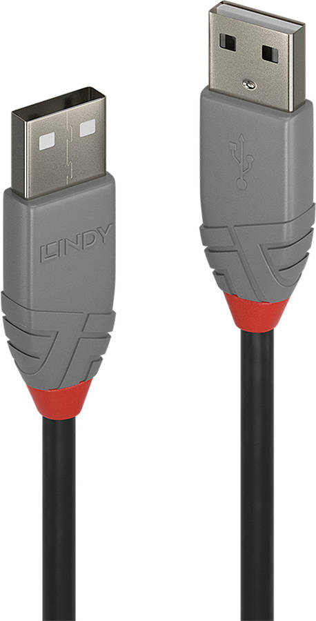 Cable USB LINDY (USB - USB - 3 m - Negro)