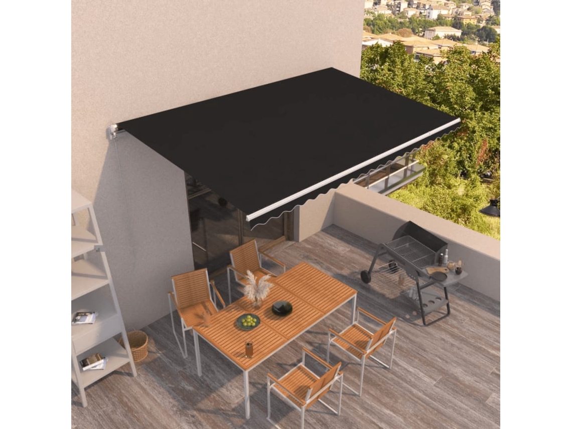 Toldo retráctil manual 500x350 cm antracita Dkd Home Decor