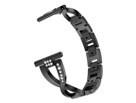 Correa de metal en forma de x 20mm decoración de diamantes de imitación para Garmin Forerunner 245 - negro