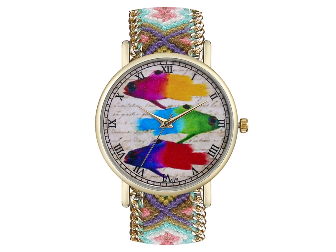 Reloj De Pulsera Para Mujer Analógico Simples Números Romanos Tejido De Lana Cuarzo
