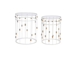 Set 2 Mesita Auxiliar Metal Cristal 38x50 42x42x55cm