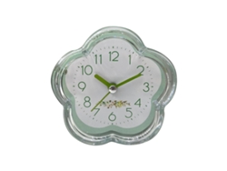 Reloj Despertador Lindo Forma De Flor Silencioso Transparente Pequeño Para Salón Dormitorio Mesa De Noche Escritorio Verde