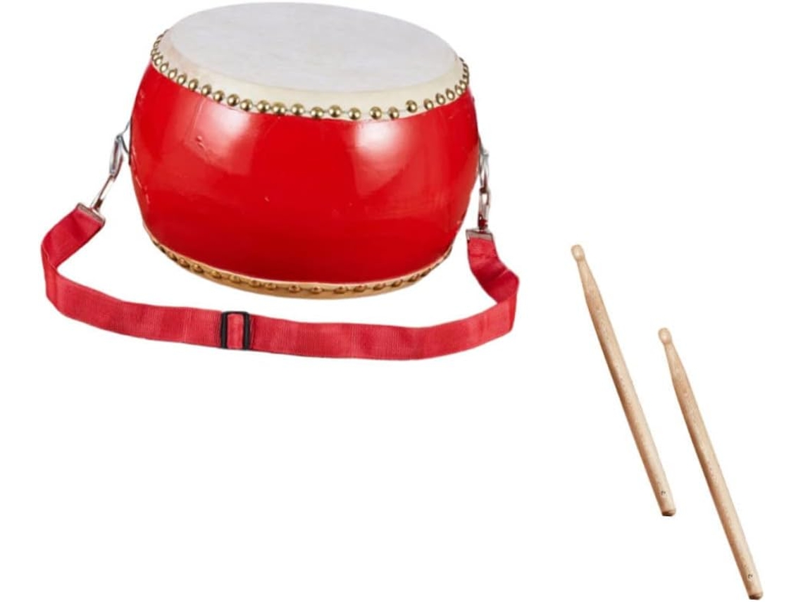 Tambor de madera para niños con baquetas y mango: percusión para desarrollar la coordinación.