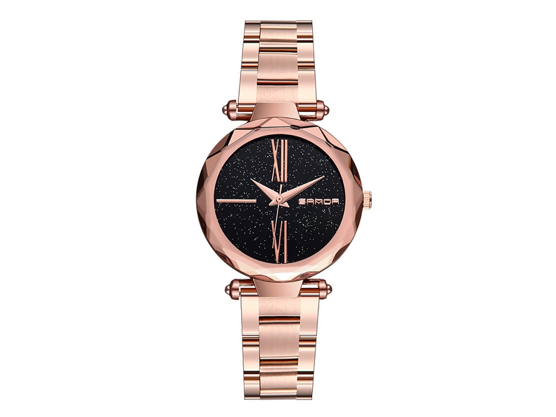 Reloj De Pulsera De Cuarzo Para Mujer Sanda Con Brazalete De Acero Color Oro Rosa.