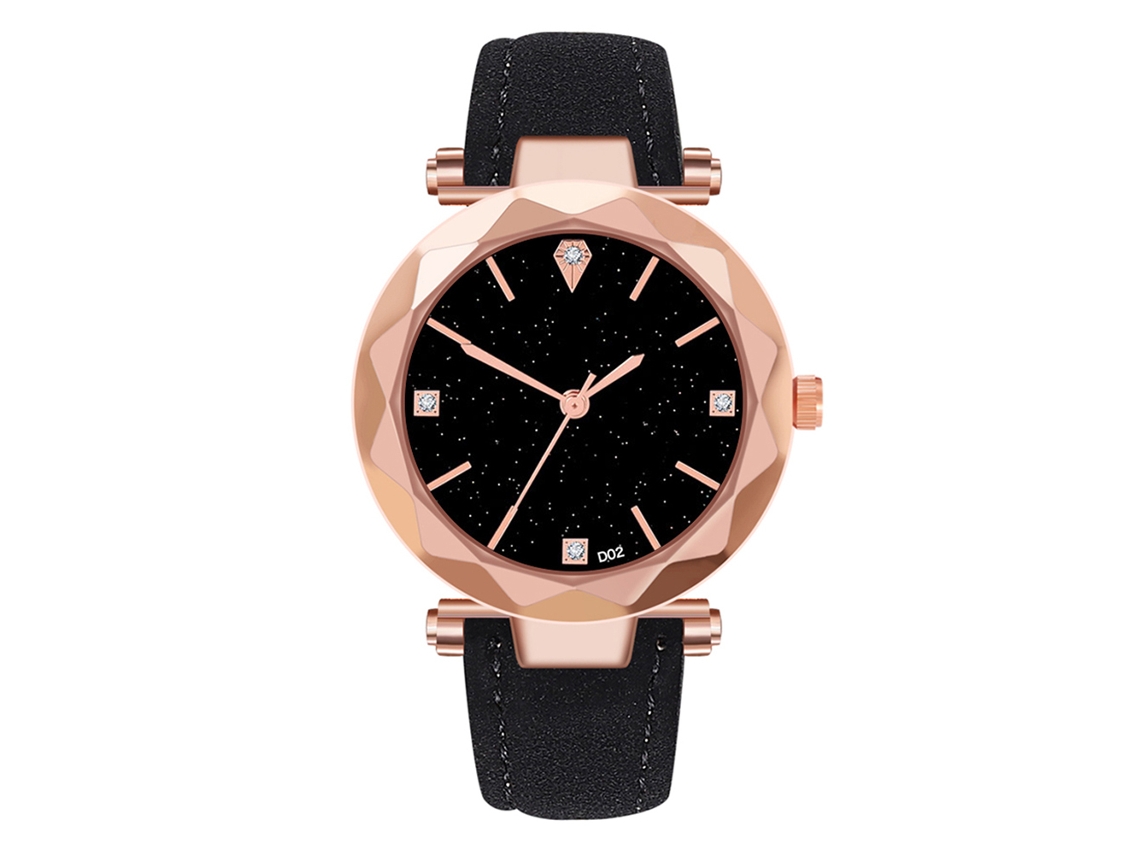 Reloj De Pulsera De Cuarzo Para Mujer, Piel Sintética, Elegante, Informal, Esfera Redonda, Negro.