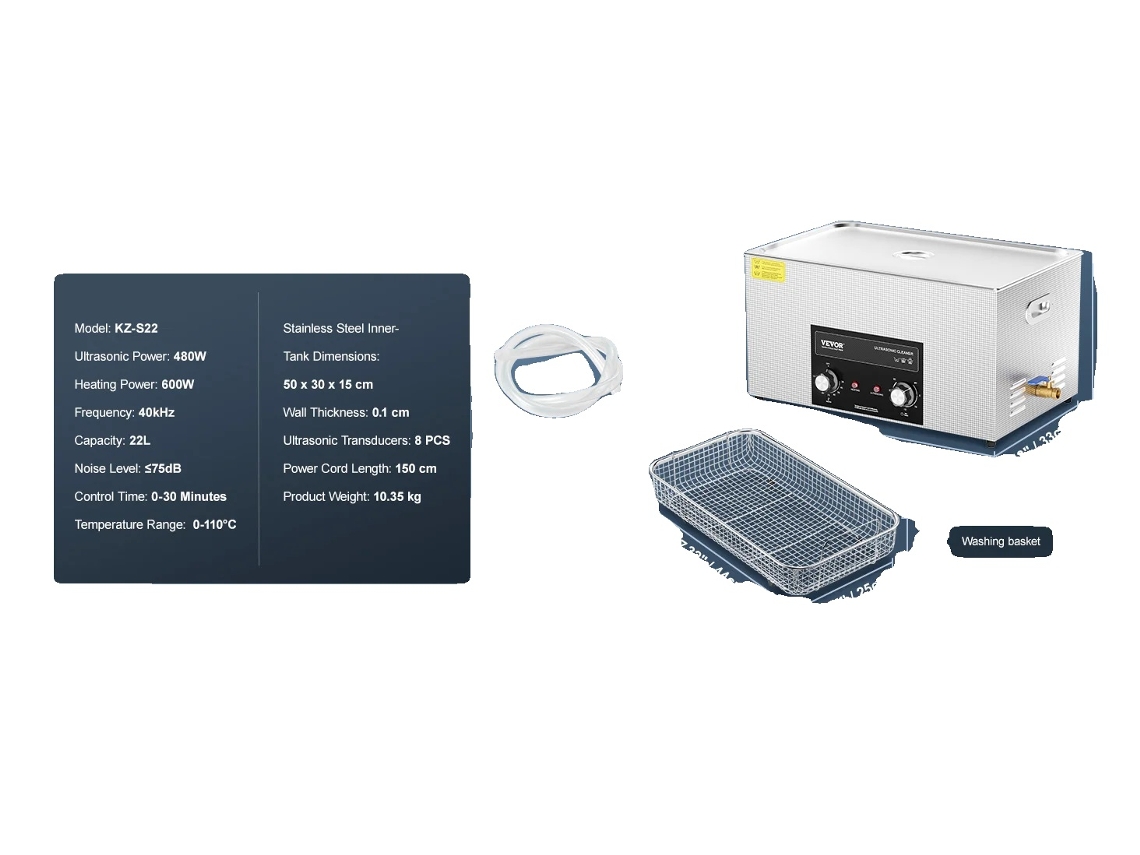 Limpieza ultrasónica, alta potencia de limpieza, uso versátil, 22 L OEM