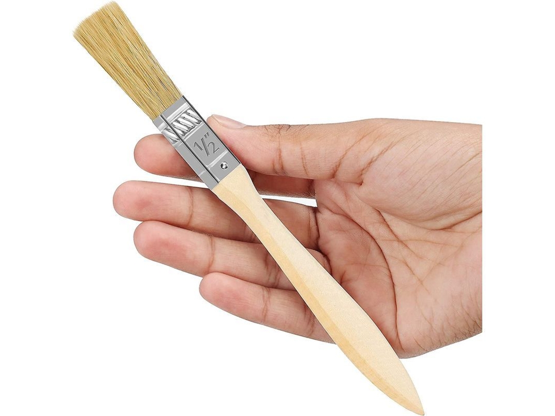 Brocha Plana De 10 Mm (paquete De 12) Con Mango De Madera - Profesional Para Paredes Interiores Y Exteriores