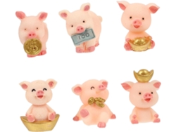 Juego De 6 Figuritas De Cerdos, Accesorios Decorativos Para El Hogar O La Oficina. Resina De Alta Calidad. Atractivo