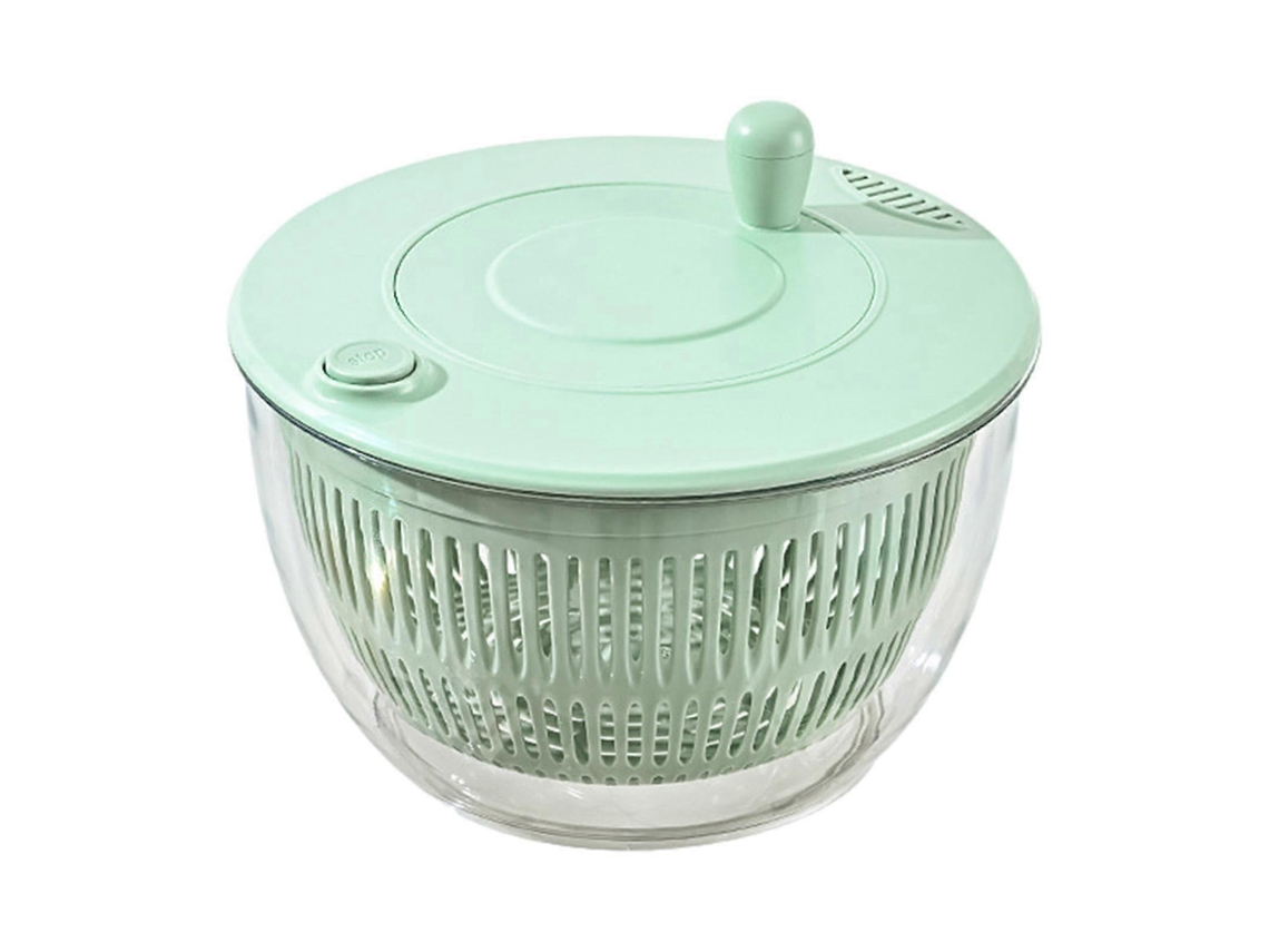 Centrifugadora de ensalada grande con bomba, recipiente transparente y asa para usar con una sola mano, ideal para lechugas y verduras.