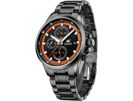 VEANXIN Reloj mecánico automático hueco para hombre con diamante luminoso resistente al agua(Naranja)