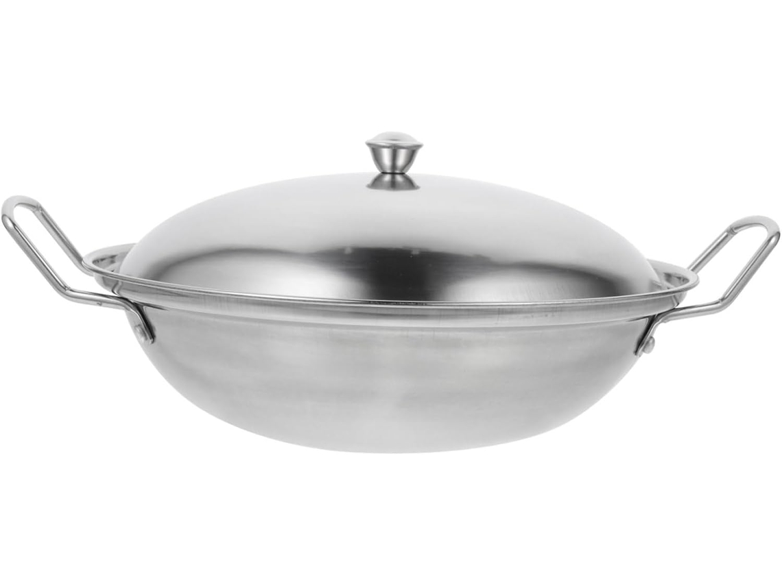 Sartén Wok Antiadherente De Acero Inoxidable Para Uso Doméstico Seguro.