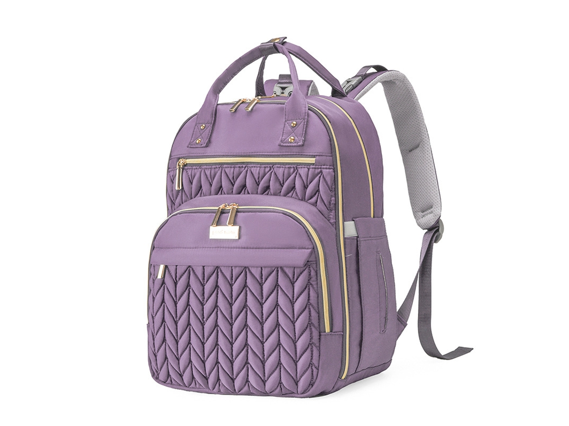 Mochila de viaje para pañales, mochila de viaje para bebé con cambiador, correa para cochecito y bolsa térmica morada Hexinyigjly