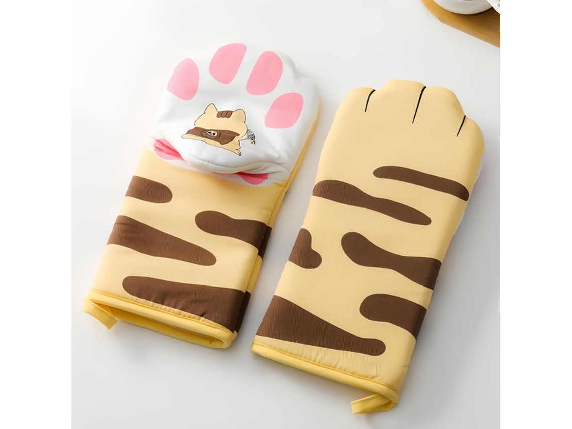Juego De 2 Guantes De Horno Gruesos Y Resistentes Al Calor Con Diseño De Pata De Gato - Tommy01