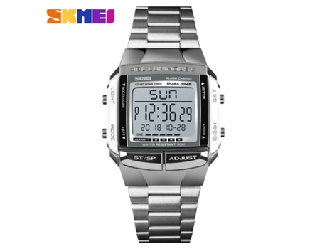 Reloj Digital para Hombre Relojes Deportivos con Alarma Relojes de Pulsera Cuadrados Impermeables-Plateado LUUCOZK